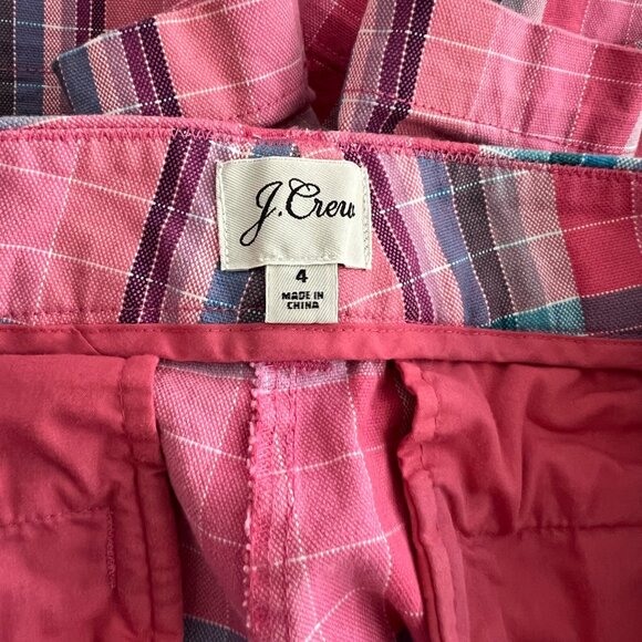 J.Crew 4" Plaid Chino Short, Pink Blue Plaid, Size 4 - Picture 6 of 8